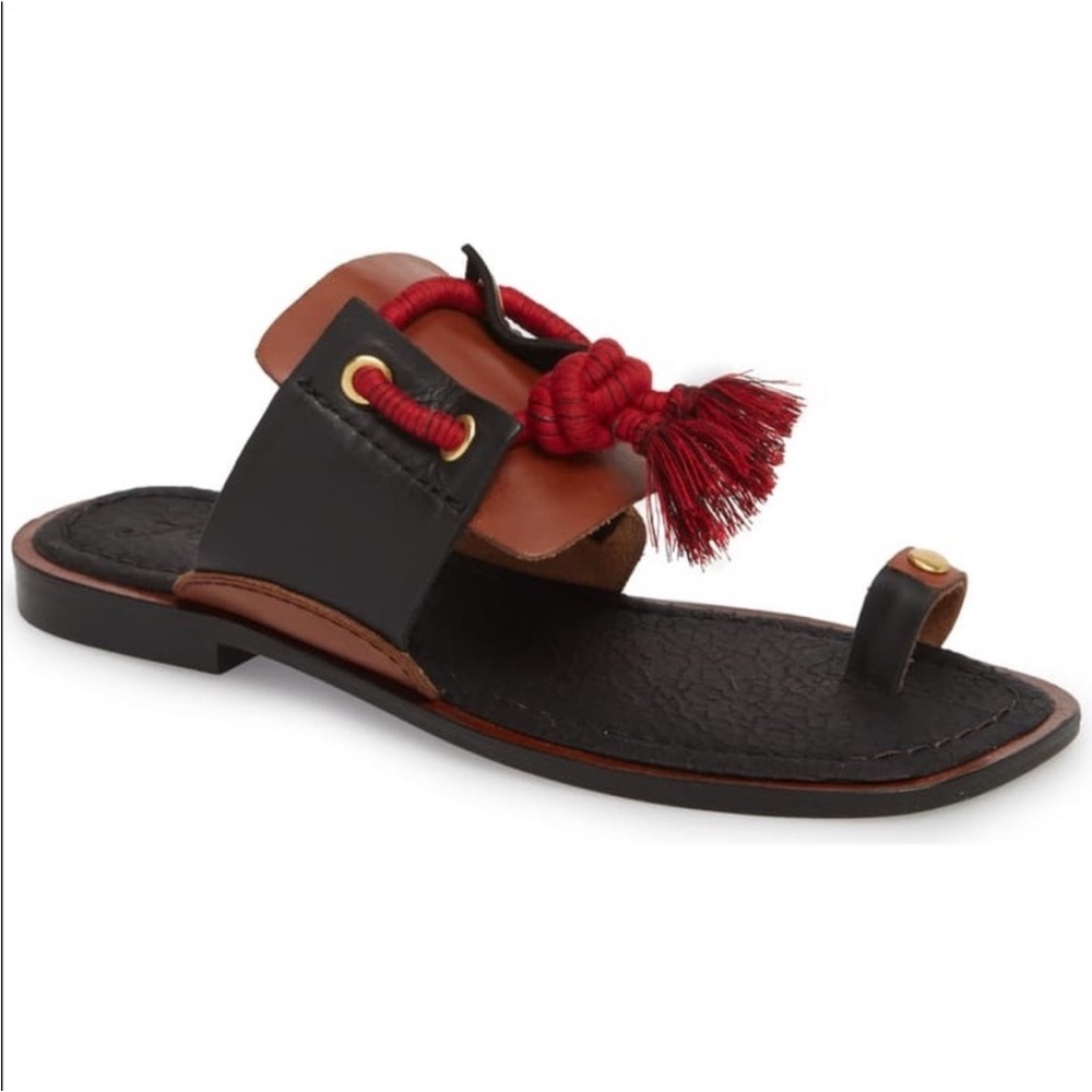 free people x laidback London leather red tassels maui slide sandals new 39 9 - Picture 2 of 11